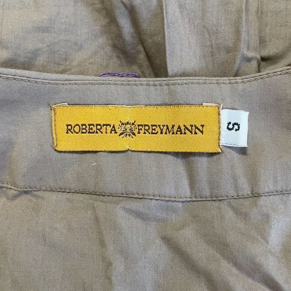 Roberta Freyman Tan Ecru Embroidered Collar Top Small - Picture 5 of 5